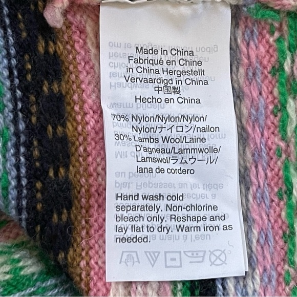 J. Crew Sweater Fair Isle Lambswool Mock Neck Knit Ribbed Pullover Holiday Small - Picture 9 of 11